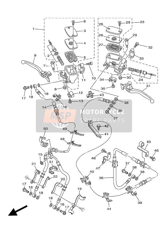 2PW258860000, Holder, Brake Hose, Yamaha, 0